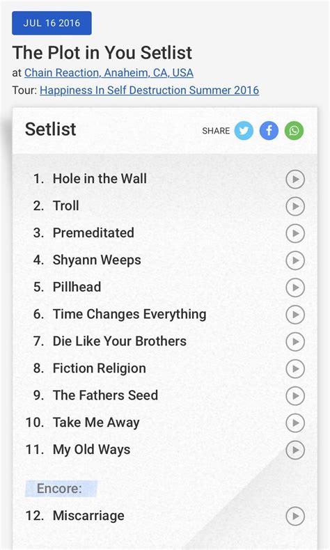 the plot in you setlist